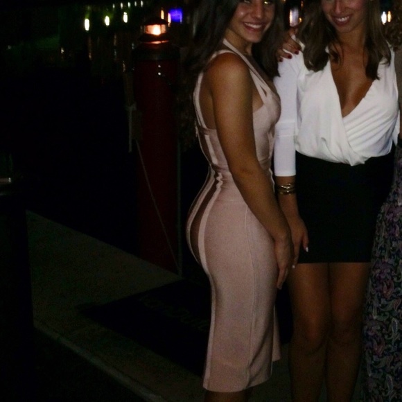 Bebe Pink Strap Midi Bandage Dress - Picture 8 of 9